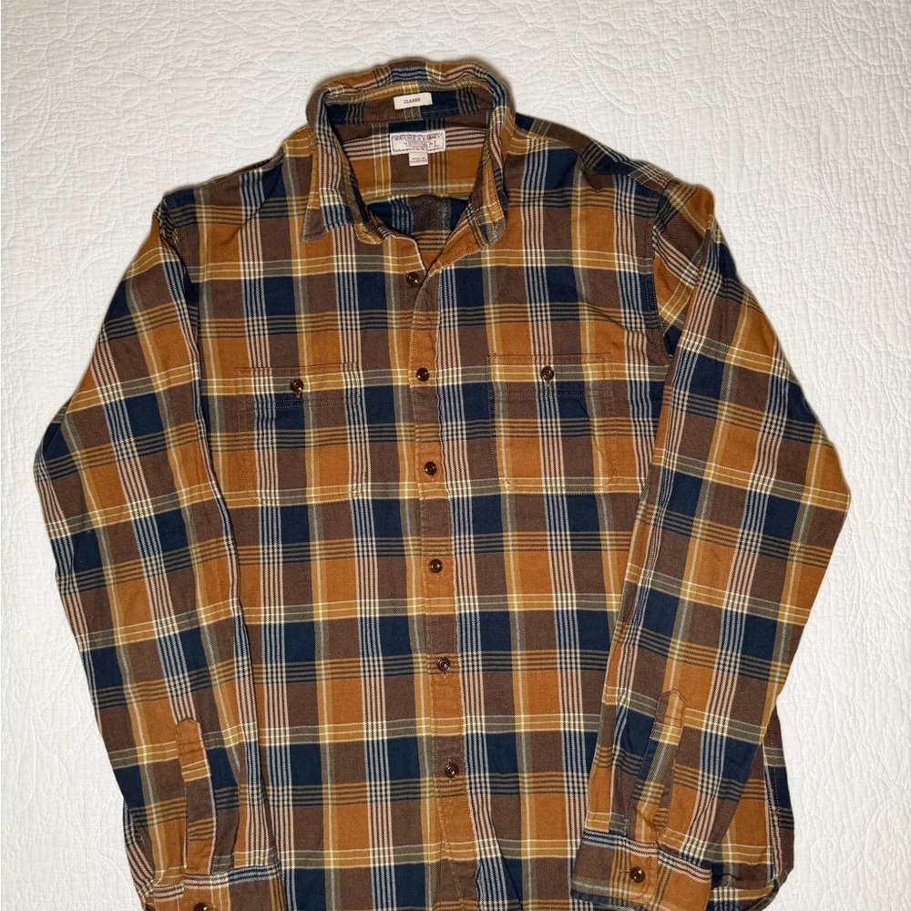 Men's Plaid Shirt - Brown and Blue
